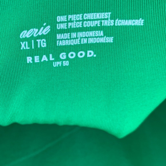 NWT Aerie Green Shimmery Crinkle Birthday Scoop Cheekiest One Piece Swimsuit - Picture 11 of 11